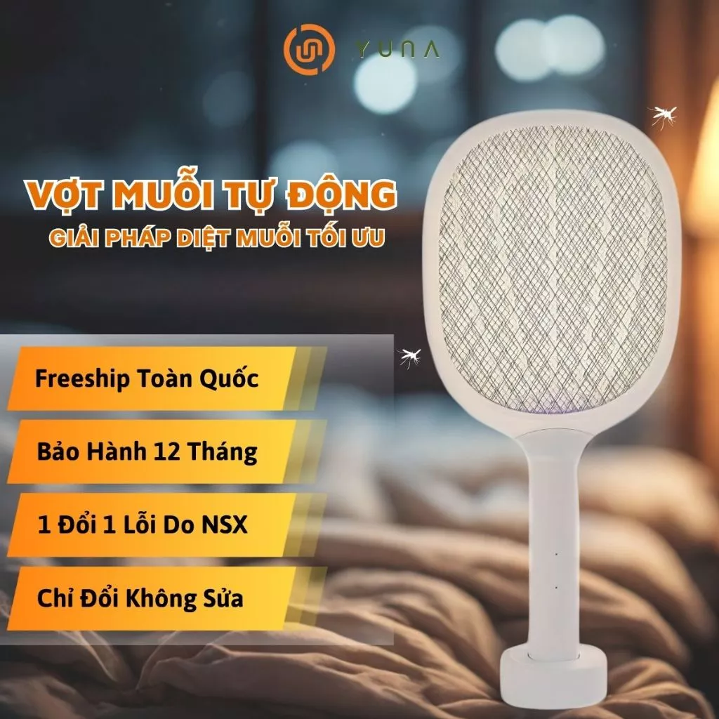 [LOẠI 1] Vợt Muỗi Thông Minh YUNA 2in1 Kiêm Đèn Bắt Muỗi Tự Động Pin 1200mAh – Sạc Type-C, An Toàn 3 Lớp, Bảo Hành 12 Th_thumbnail_4