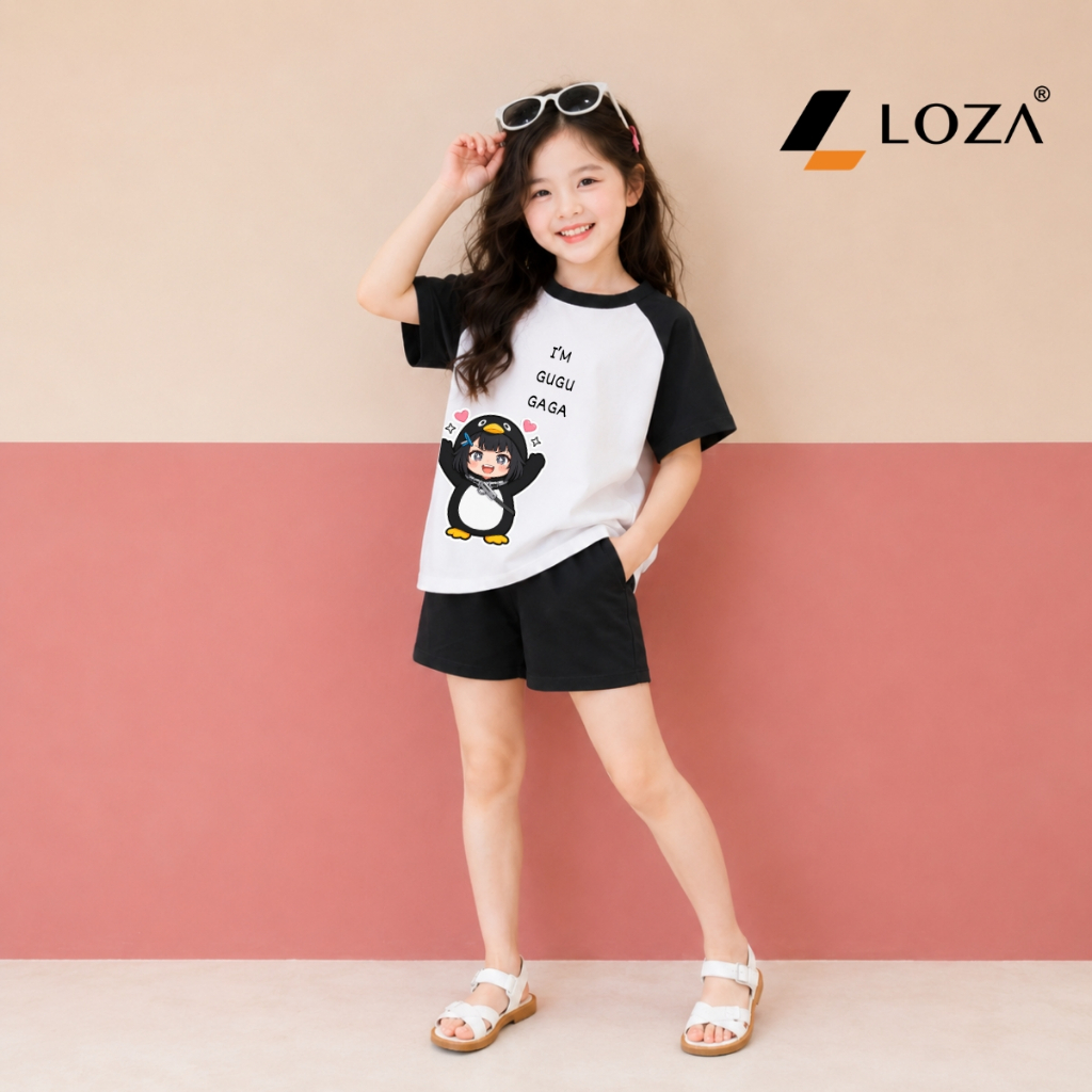 Set bộ bé gái phối màu hình Cánh cụt Gugugaga - Loza FB684_thumbnail_0