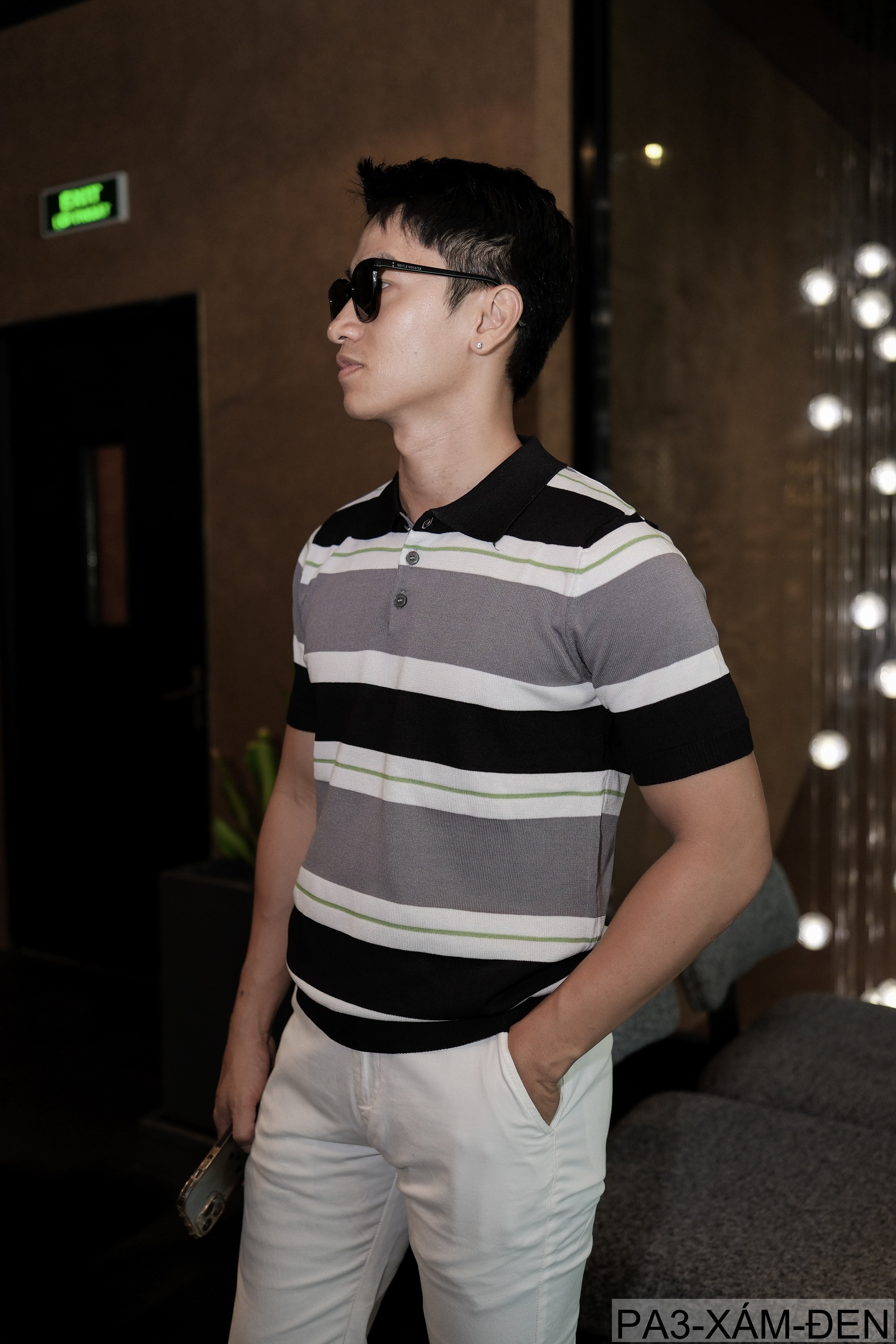 PA3 - Áo Polo Nam Tay Ngắn Cổ Cài Nút Sọc Ngang Phong Cách Hàn Quốc Mùa Hè_thumbnail_9