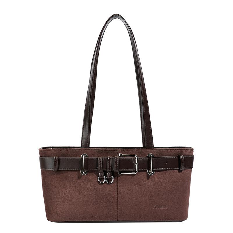 Túi Đeo Vai CUNBAG - Chất Da Lộn Cao Cấp Phối Đai Khóa Cá Tính Phong Cách Vintage Retro Đi Chơi Đi Làm CUN082