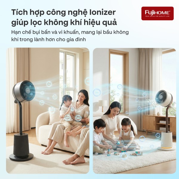 Quạt tuần hoàn không khí thông minh, ra lệnh giọng nói Fujihome Luxury CFR01PRO-VOICE (Màu đen - Màu trắng)_thumbnail_6
