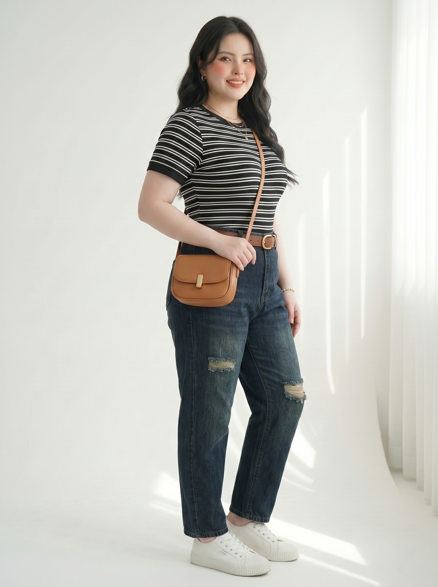 Quần Jean Baggy Túi Thêu Bigsize Lưng Cao Gọn Đùi - Xanh Đậm - Vừa 55-90kg - V-QJ5005