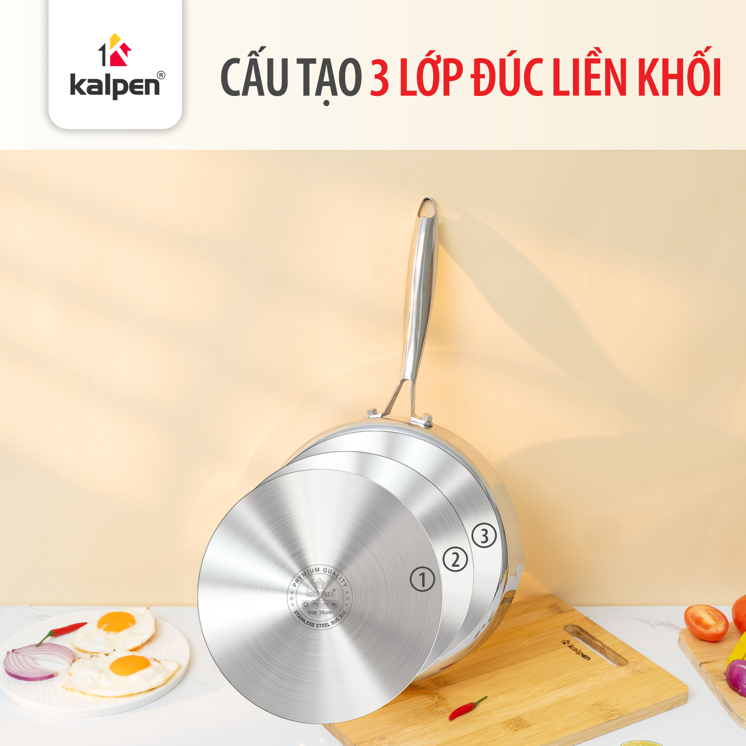 Chảo đúc liền khối có miệng rót, không vung kính bằng inox 304_thumbnail_6