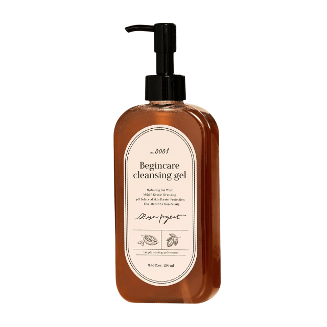 ROSE PROJECT BEGINCARE CLEANSING GEL - Gel Rửa Mặt Thuần Chay Làm Sạch Sâu Dịu Nhẹ Cho Da Mụn - Chiết Xuất Ca Cao, Rau Má, Dừa - 250ml - [RP001]