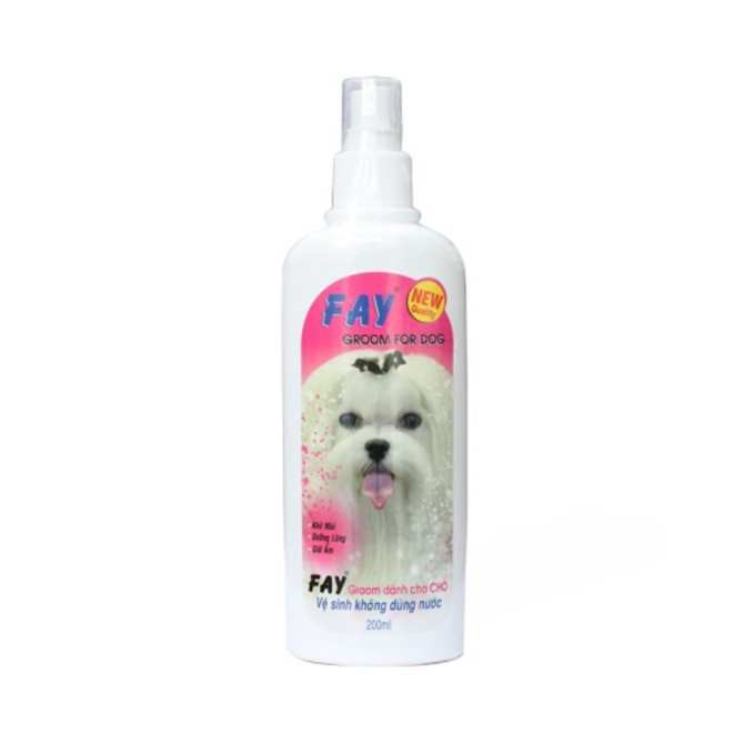 Vệ sinh da lông không dùng nước Fay Groom For Dog - 200 ml dành cho chó - Chai 200ml 