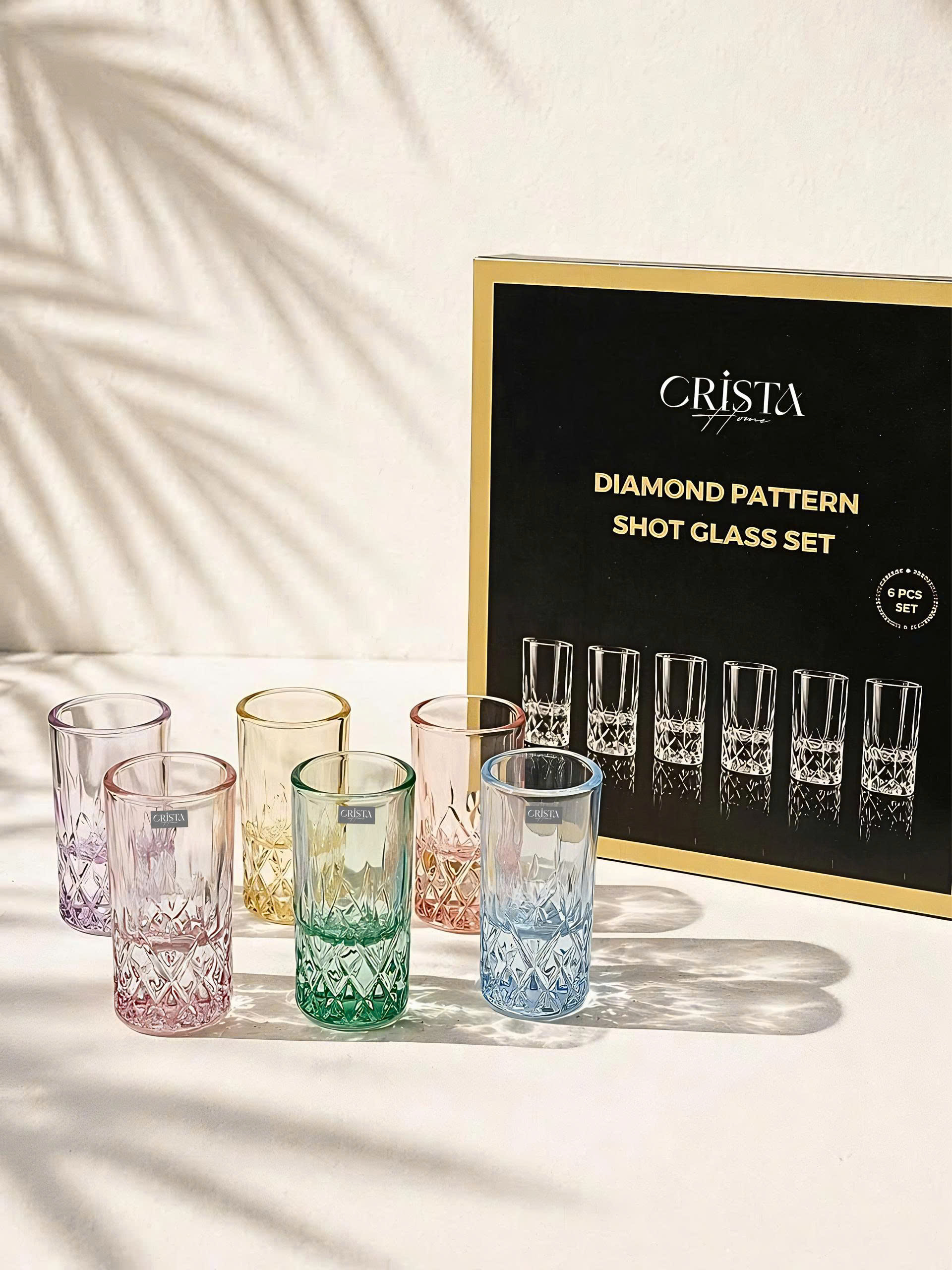Bộ 6 ly rượu thủy tinh vân kim cương 30ml CRISTA HOME_thumbnail_4