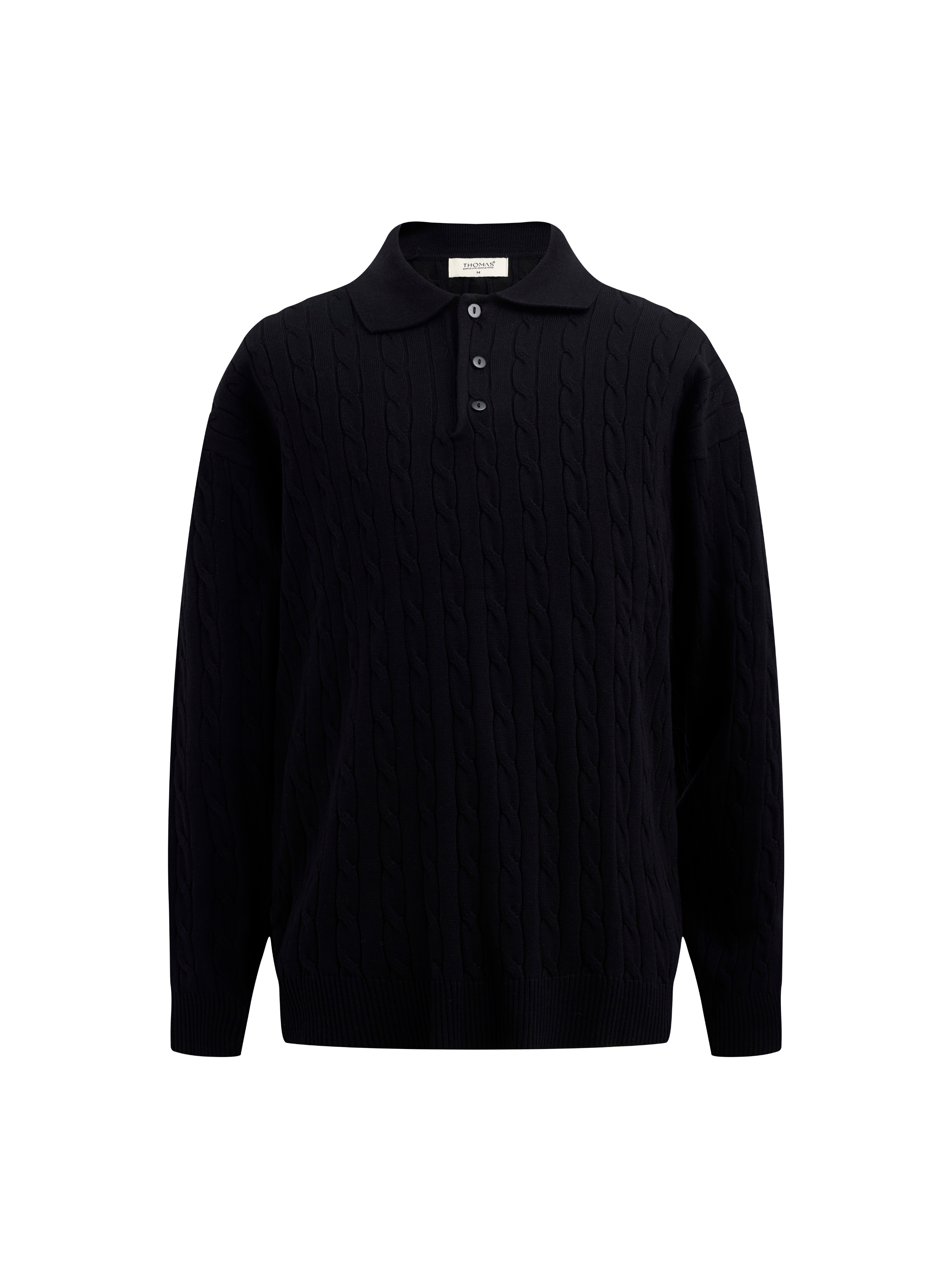 Áo Polo Len Dài Tay Twisted-Wool Sợi Viscose Form Relaxed_thumbnail_15