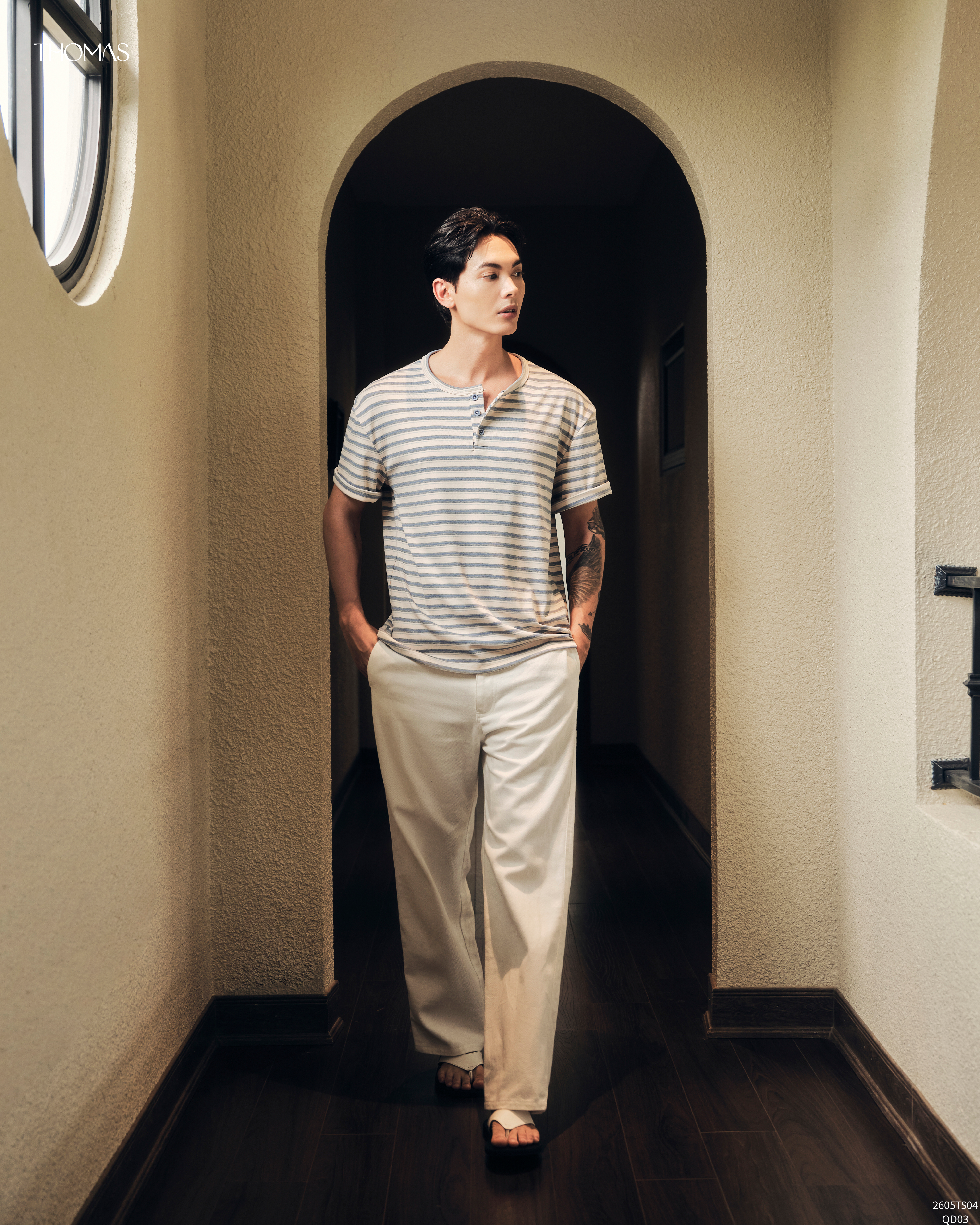 Áo Thun Henley Dario Vải Jersey Knit Form Straight_thumbnail_2