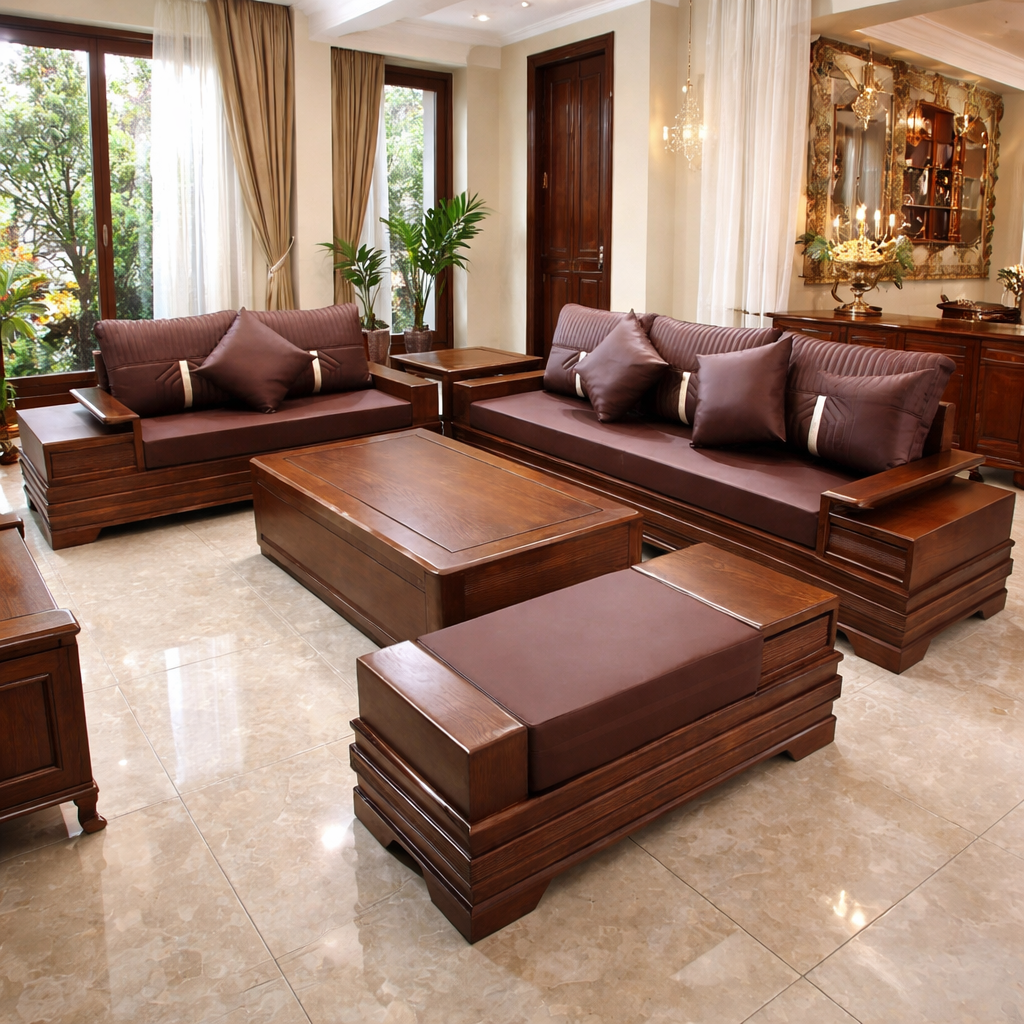 Sofa 2 Văng Chân Pháo Màu Nâu Đỏ Cao Cấp_thumbnail_8
