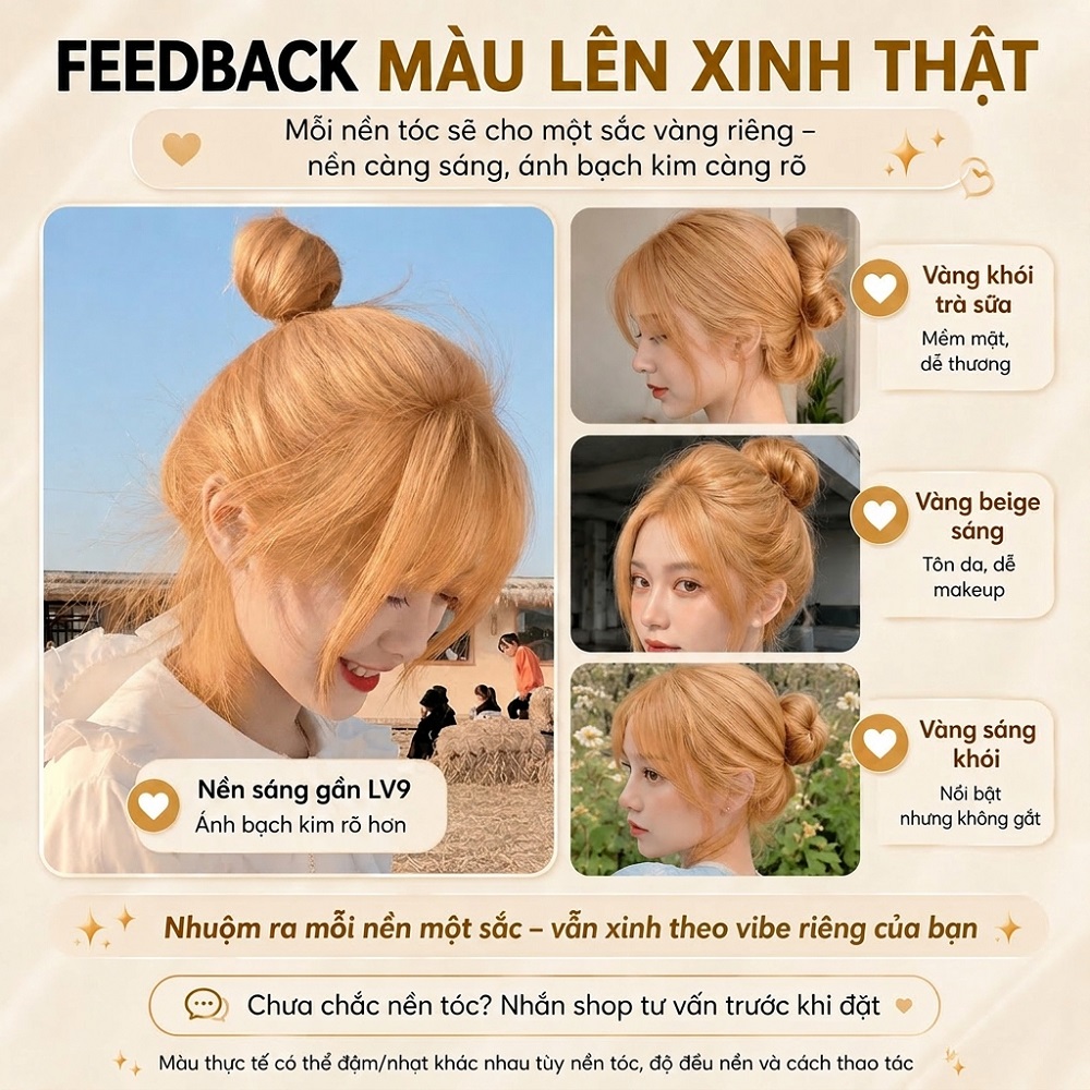 Thuốc nhuộm tóc VÀNG SÁNG KHÓI / VÀNG BẠCH KIM cực tôn da, Vibe Idol Hàn (Tặng kèm Oxi Trợ Nhuộm)_thumbnail_3