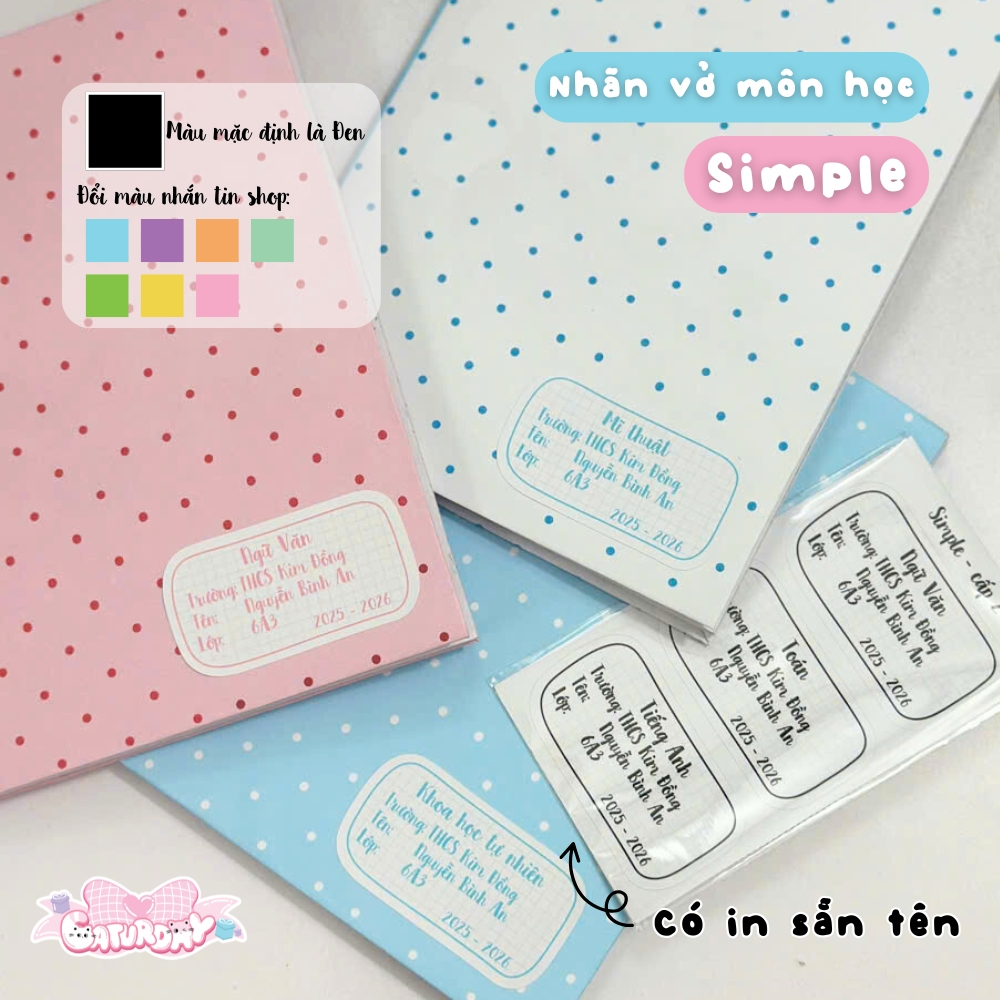 Nhãn vở Môn học SIMPLE