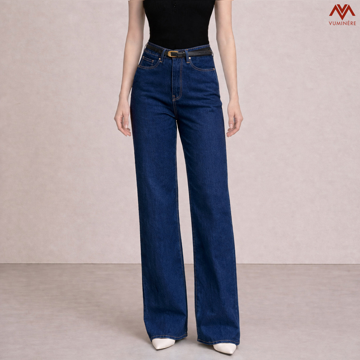 Quần Jeans nữ VUMINÉRE - Flared Jeans dáng loe nhẹ, mang đến vẻ ngoài thời thượng và Retro