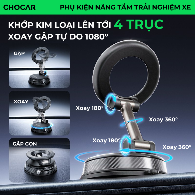 Giá Đỡ Điện Thoại Ô Tô CHOCAR A26 Xoay 1080° Hít MagSafe_thumbnail_2