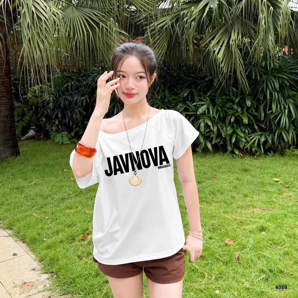 Áo thun nữ form rộng lệch vai phong cách cá tính Miucho 4089_thumbnail_6