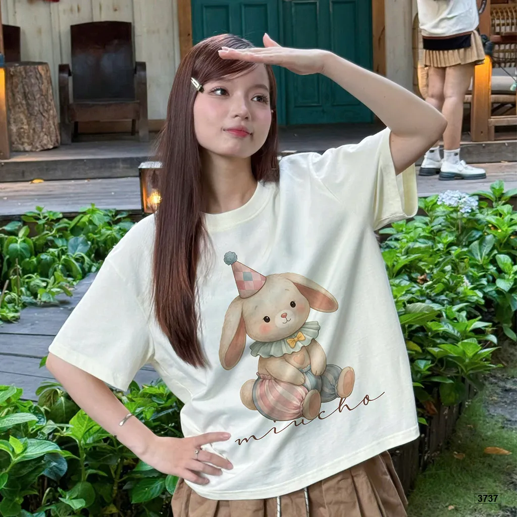 Áo thun boxy nữ thời trang mùa hè Bunny đáng yêu Miucho 3737_thumbnail_6