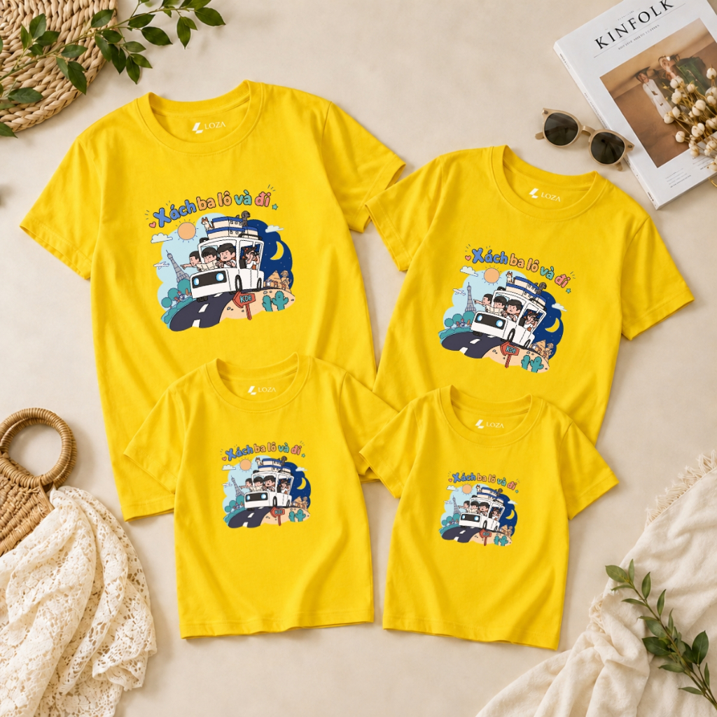 Áo phông gia đình LOZA in hình xe oto xách ba lô và đi - Áo đồng phục gia đình – Mã GĐ8649_thumbnail_3