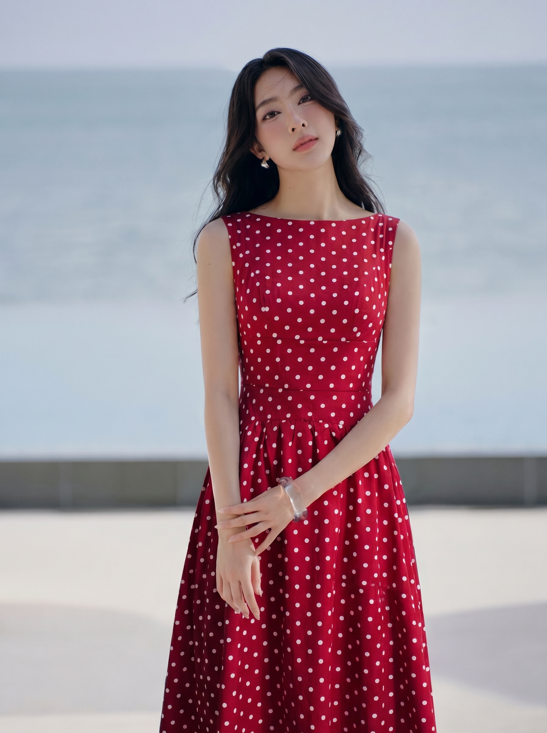Đầm maxi chấm bi 26202 đỏ_thumbnail_2