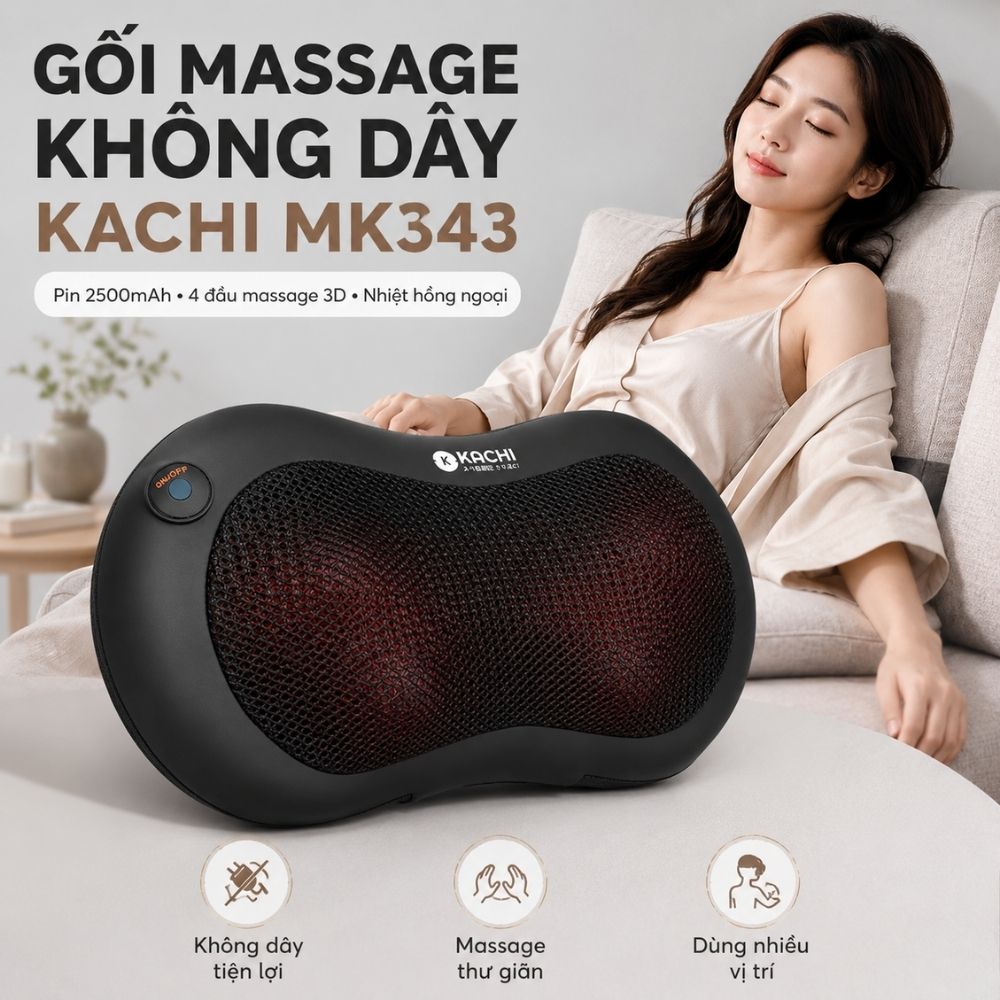 Gối massage không dây Kachi dòng cao cấp MK343
