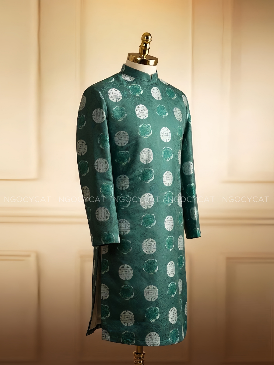 Áo Dài Nam Xanh Lá Song Hỷ