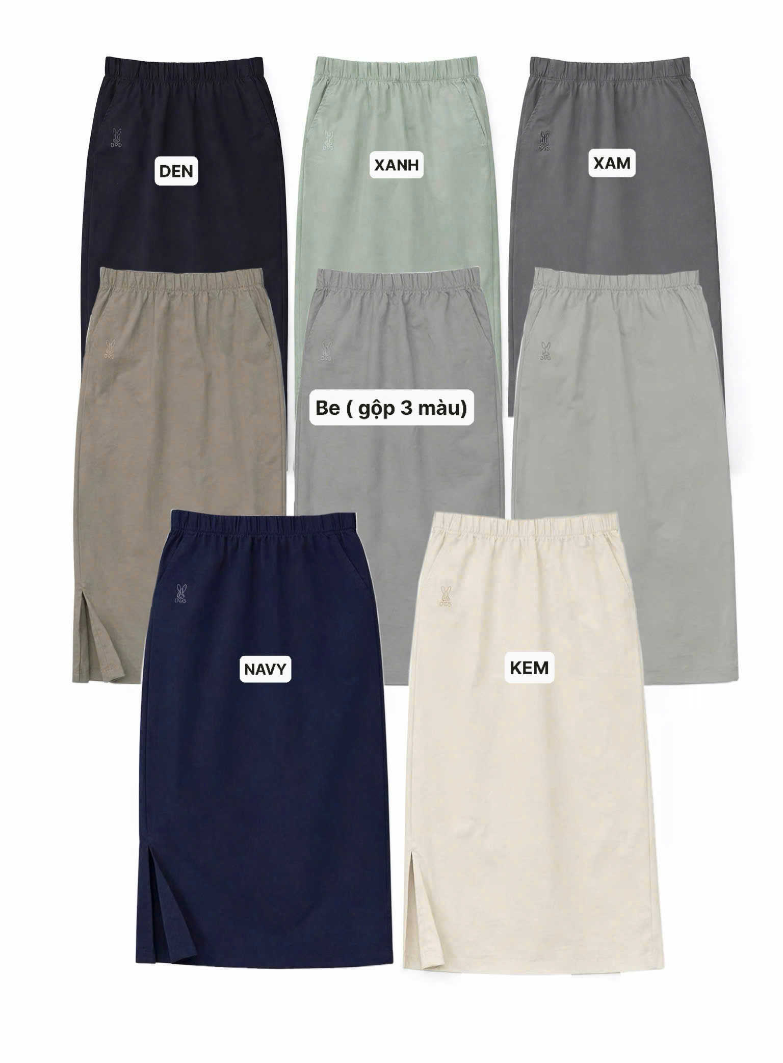 E426 CHÂN VÁY GIÓ MIDI DOG NHIỀU MÀU