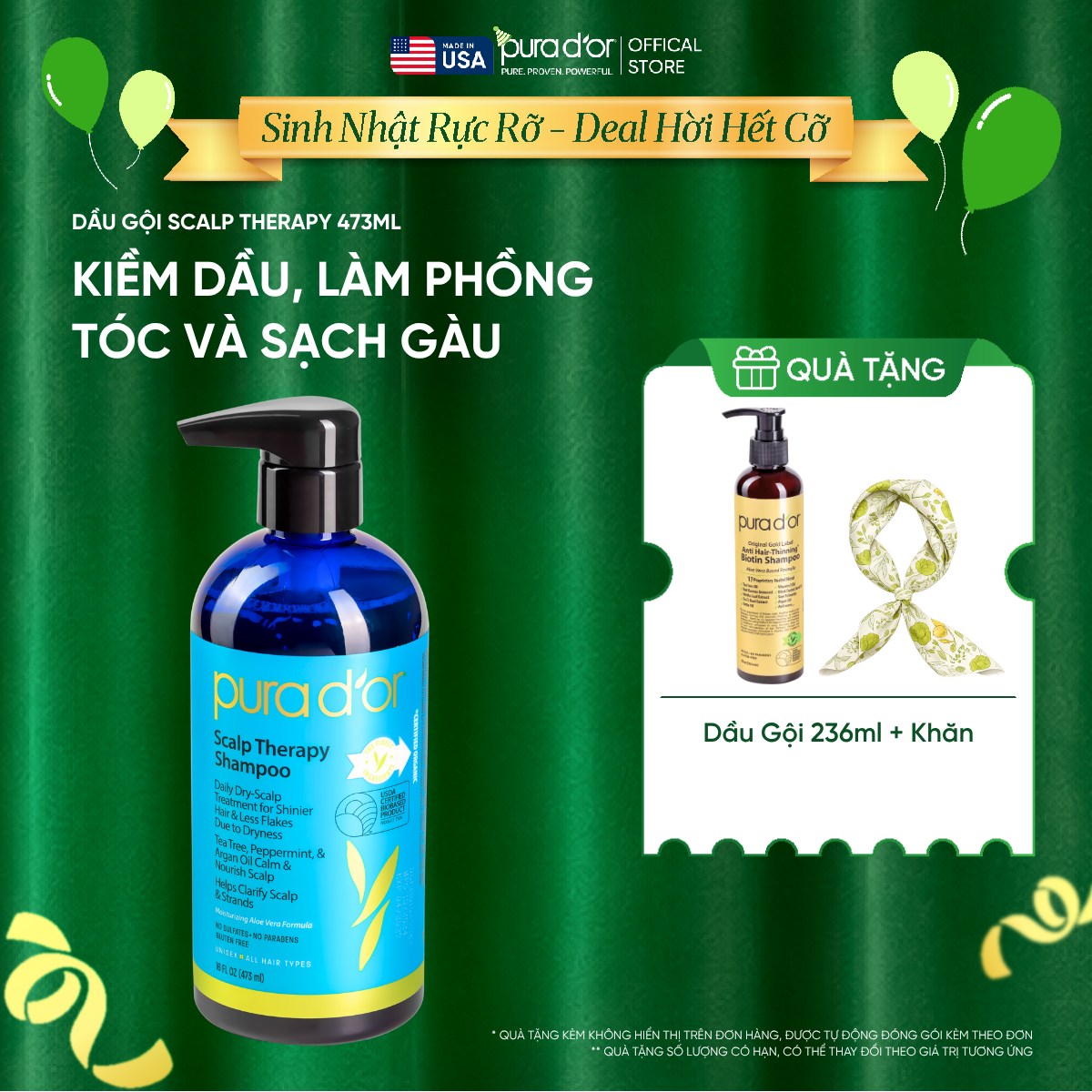 Dầu gội Pura D'or Scalp Therapy Giúp Dịu Da, Làm Sạch Tóc Và Dưỡng Ẩm 473ml