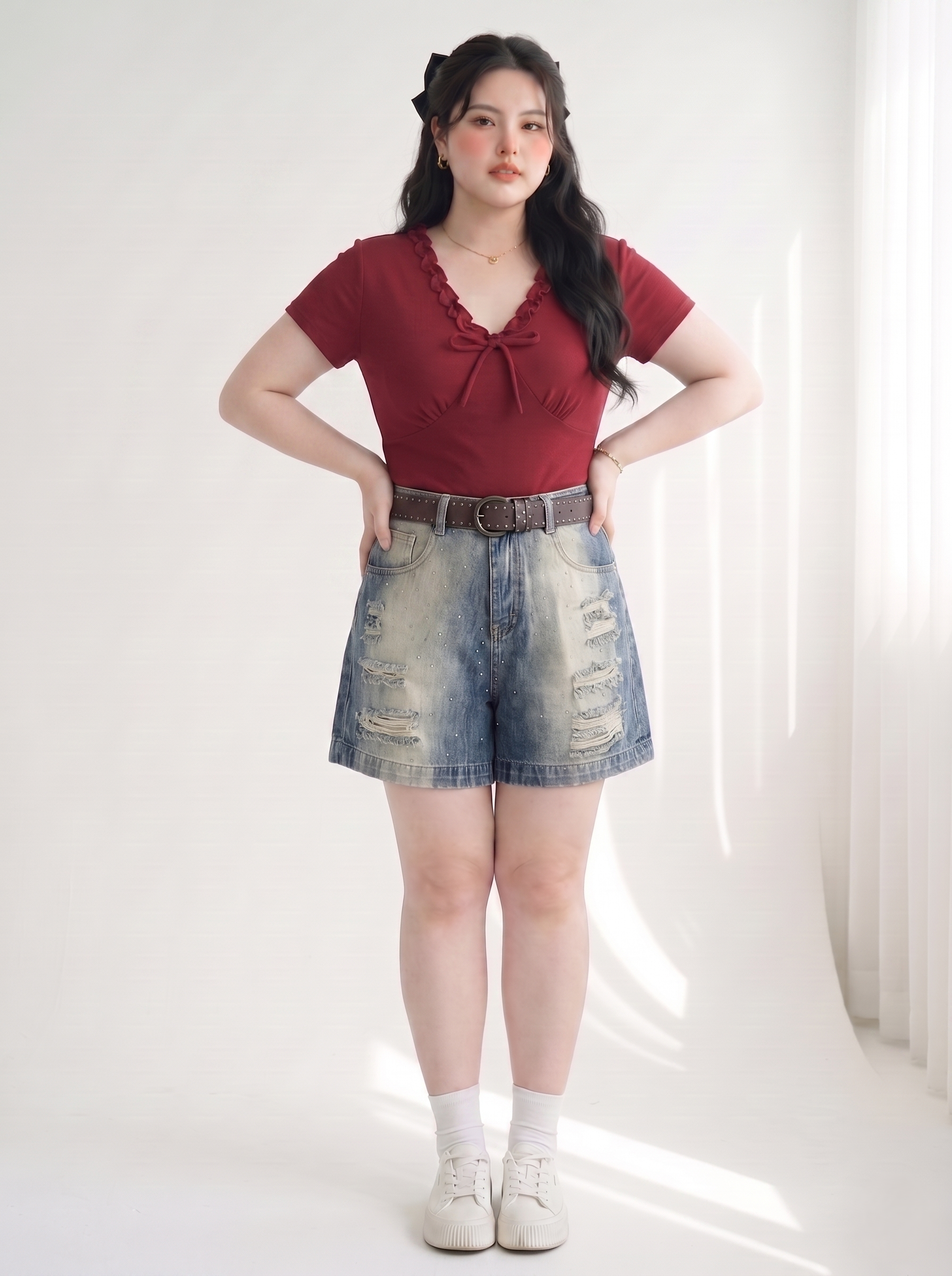 BIGSIZE NỮ - Quần short jean lửng đính đá T-QSJ69_thumbnail_3