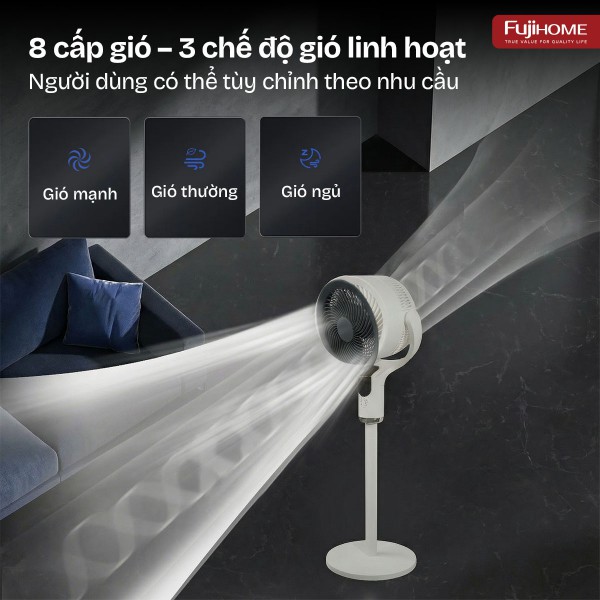 Quạt tuần hoàn không khí thông minh, ra lệnh giọng nói Fujihome CFR04-VOICE (Màu ghi - màu trắng)_thumbnail_2