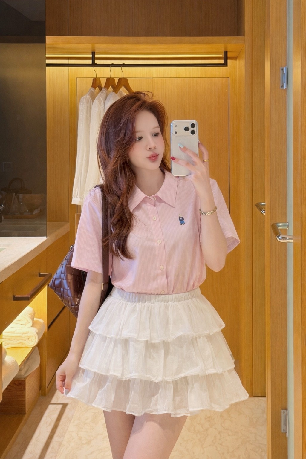 Áo Sơ Mi Nữ Kiểu TN kẻ thêu gấu LUH (C) (0687)_thumbnail_2