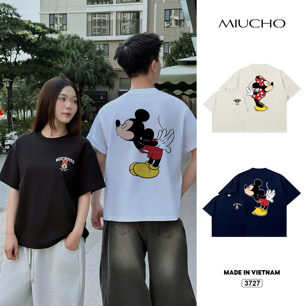 Áo thun boxy couple Chuột Miickey và Minniie Miucho 3727
