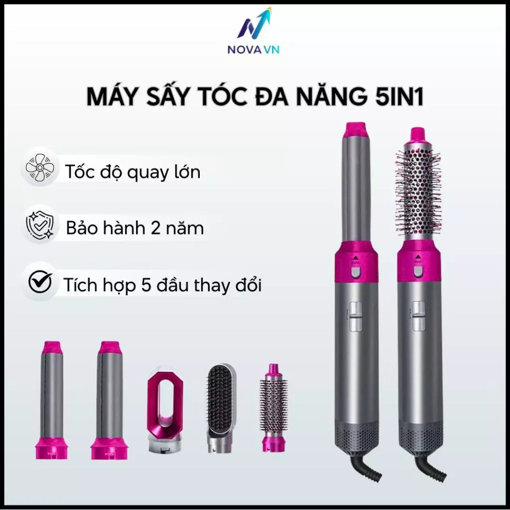 Máy Sấy Tóc Đa Năng 5in1 - Sấy tóc tạo kiểu tại nhà, tiện lợi, tạo kiểu tóc theo ý thích