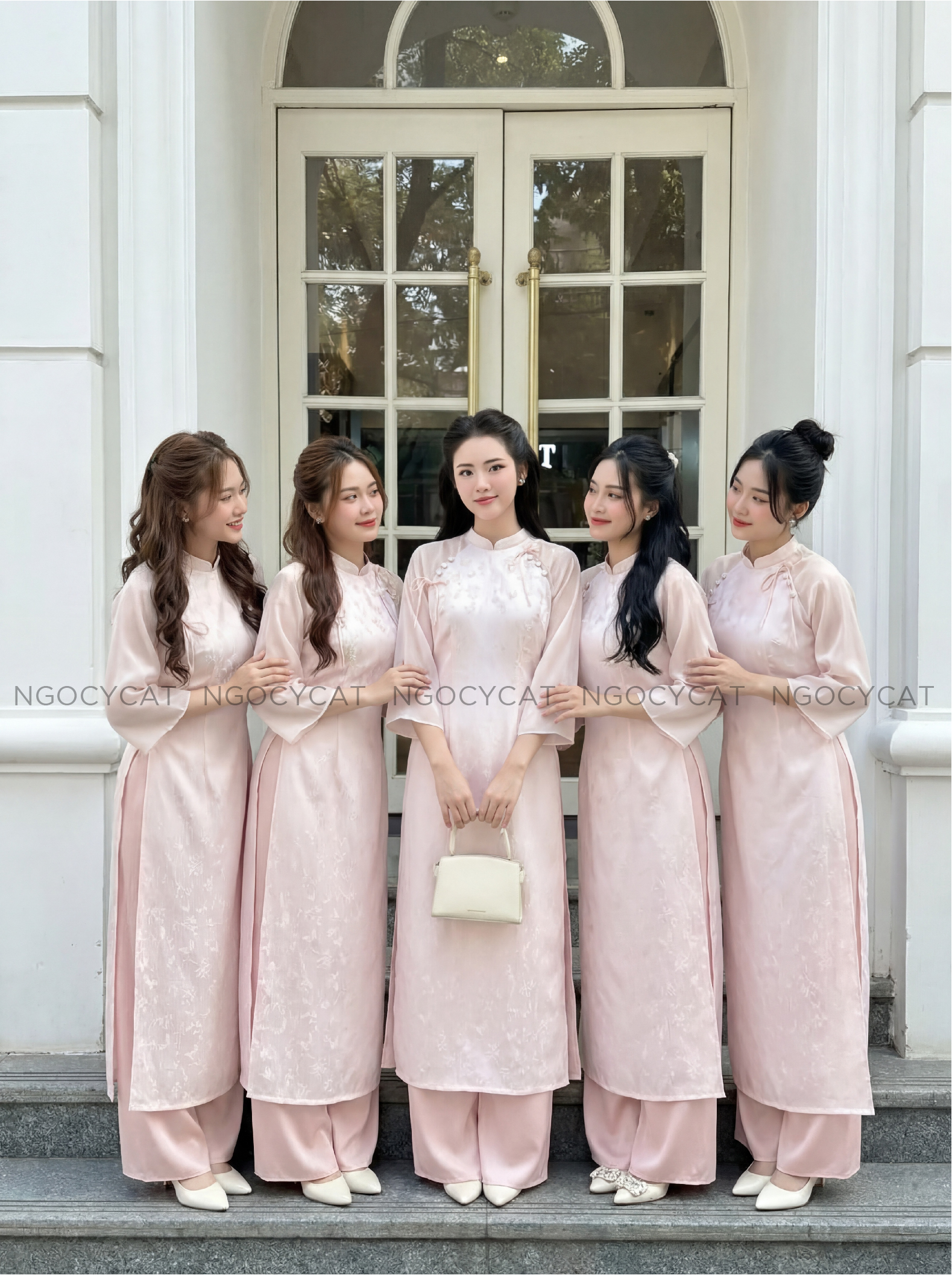 Áo Dài Bưng Quả Màu Hồng Châu Sa 6 Khuy_thumbnail_1
