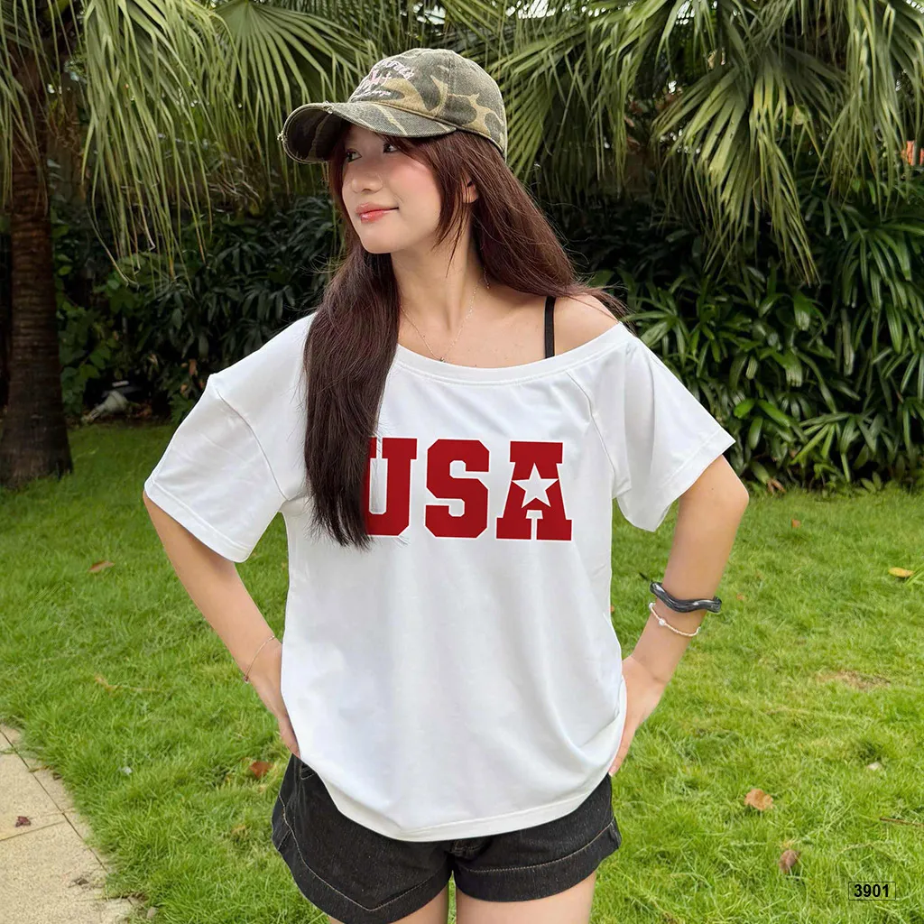 Áo thun nữ form rộng lệch vai street wear style Miucho 4091_thumbnail_4
