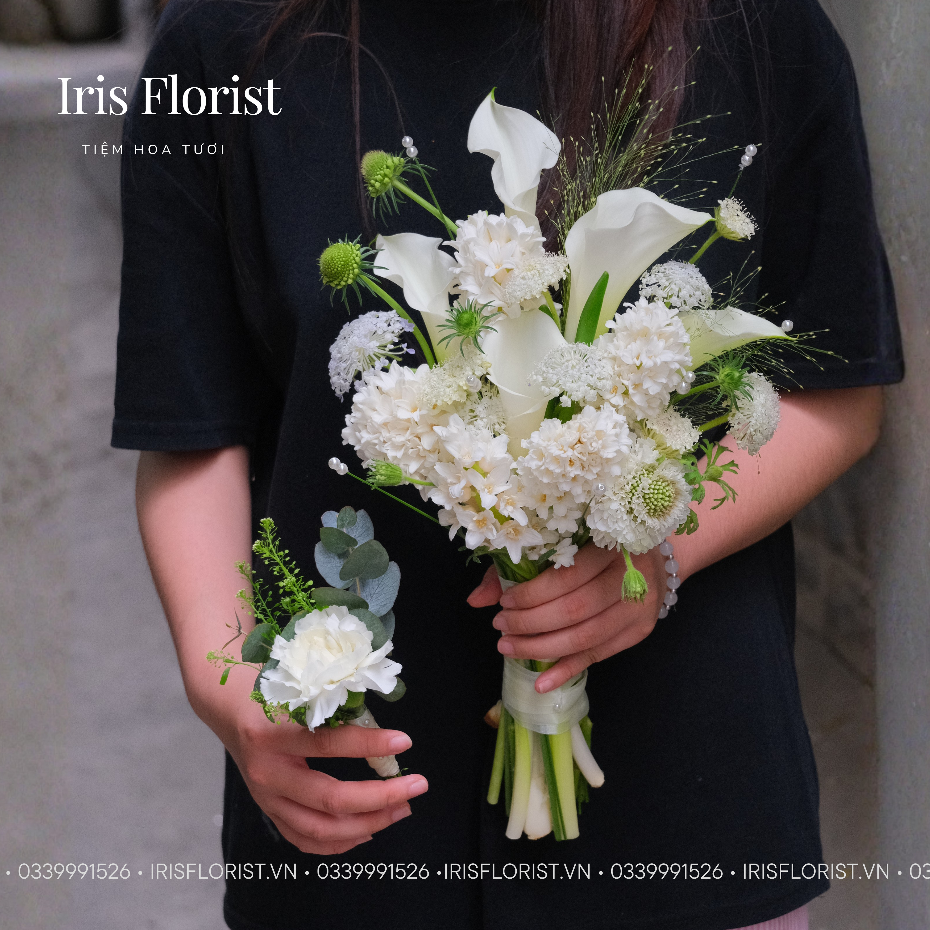 Bó hoa cưới dạ lan hương mix Calla lily