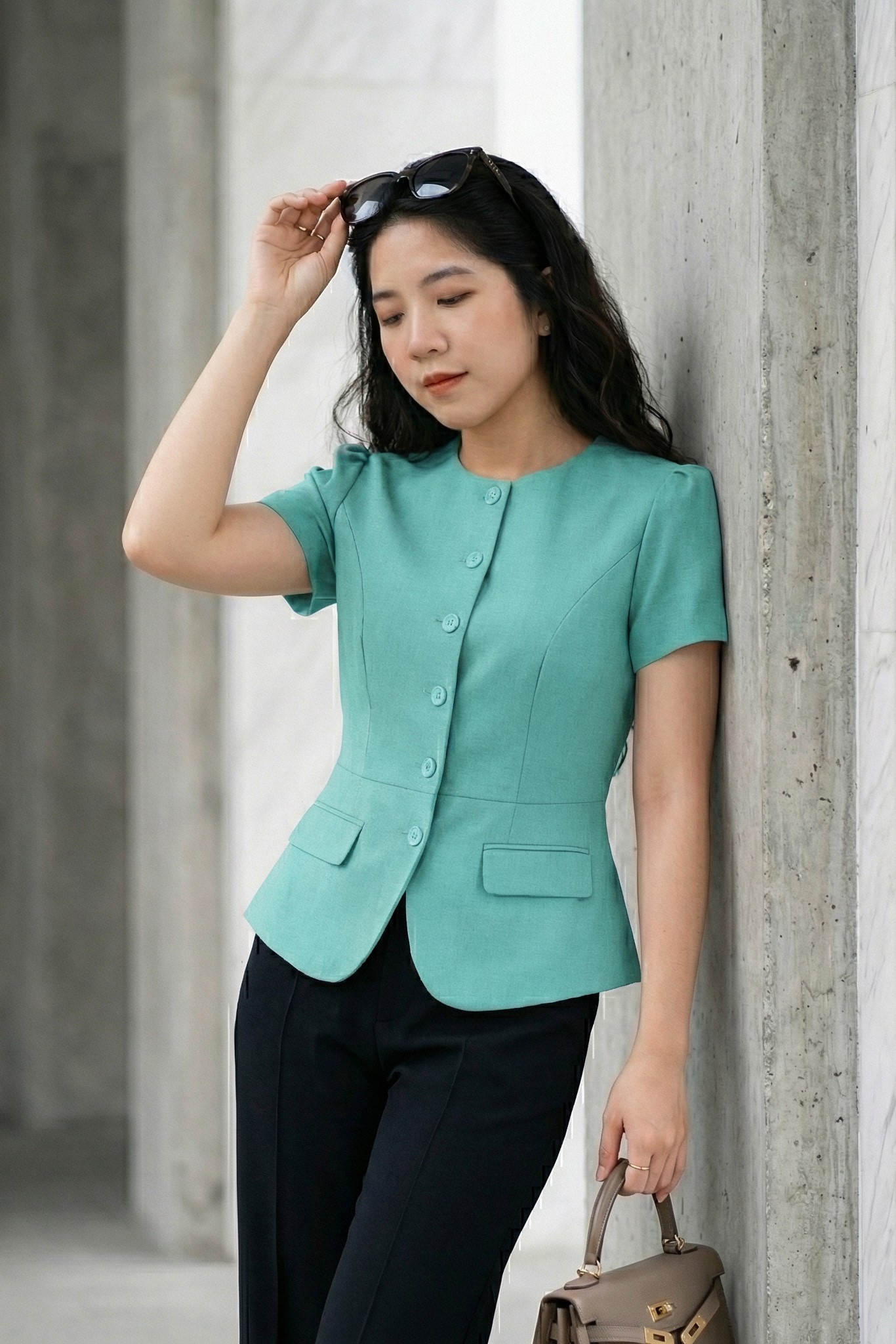 Áo sơ mi TRALI 26107 xanh