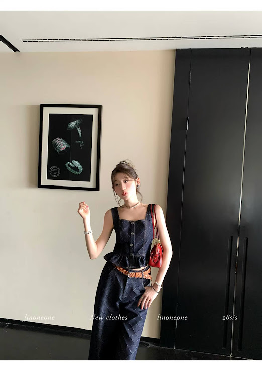 Lucas - Set denim áo 2 quai bản lớn cài cúc gấu xòe + quần suông dáng dài_thumbnail_1