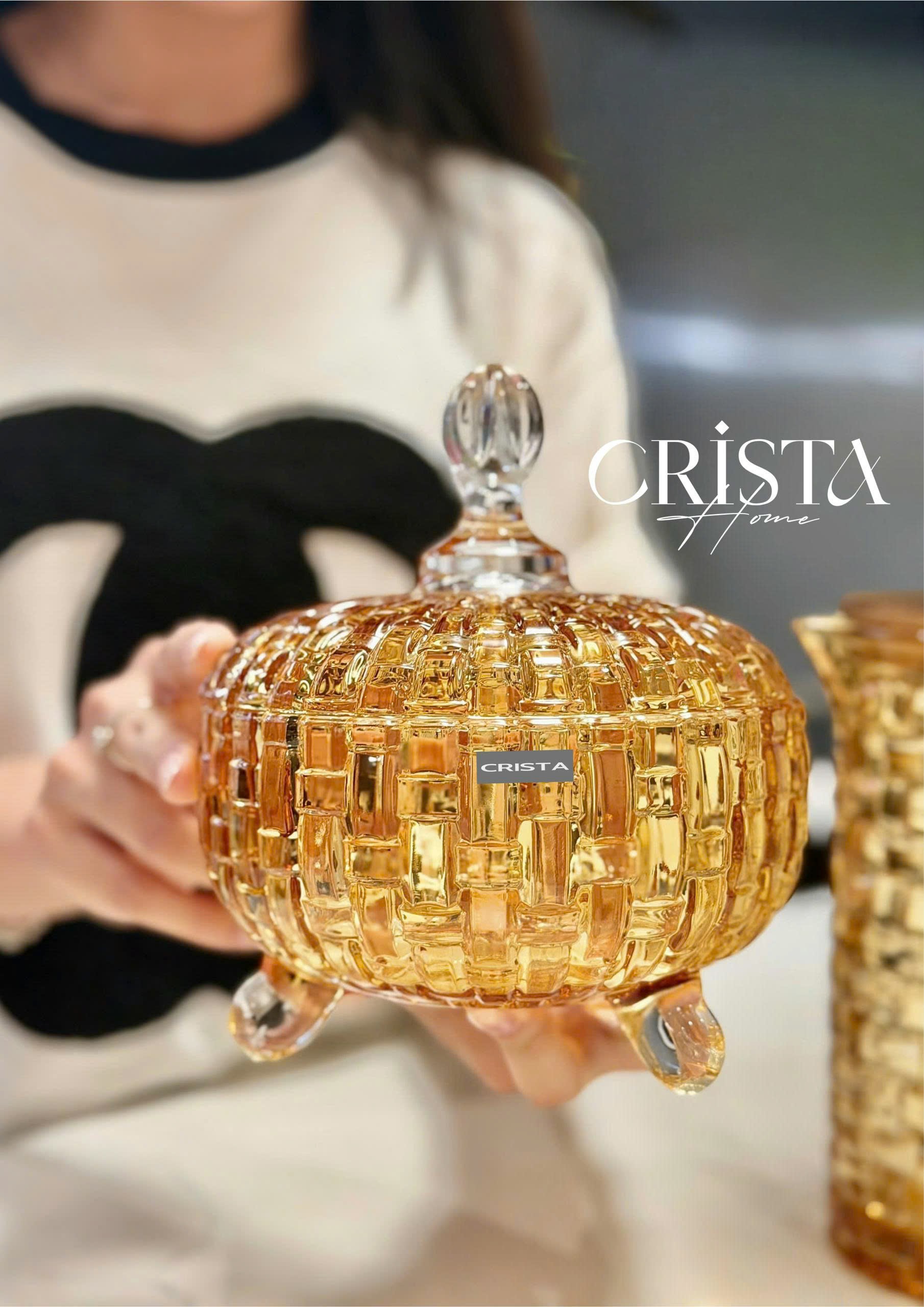 Bộ 2 hũ mứt 3 chân CRISTA HOME vân caro Size 18cm_thumbnail_22