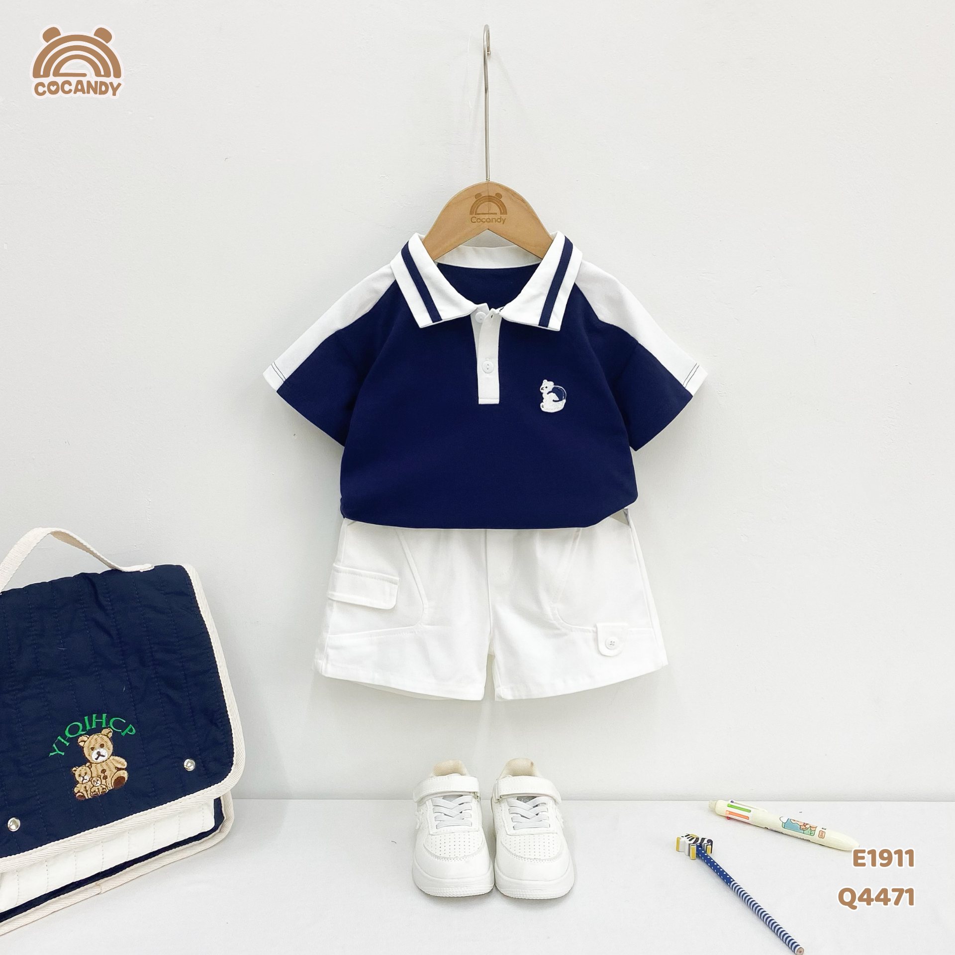 Áo cộc polo XANH THAN tag sóc