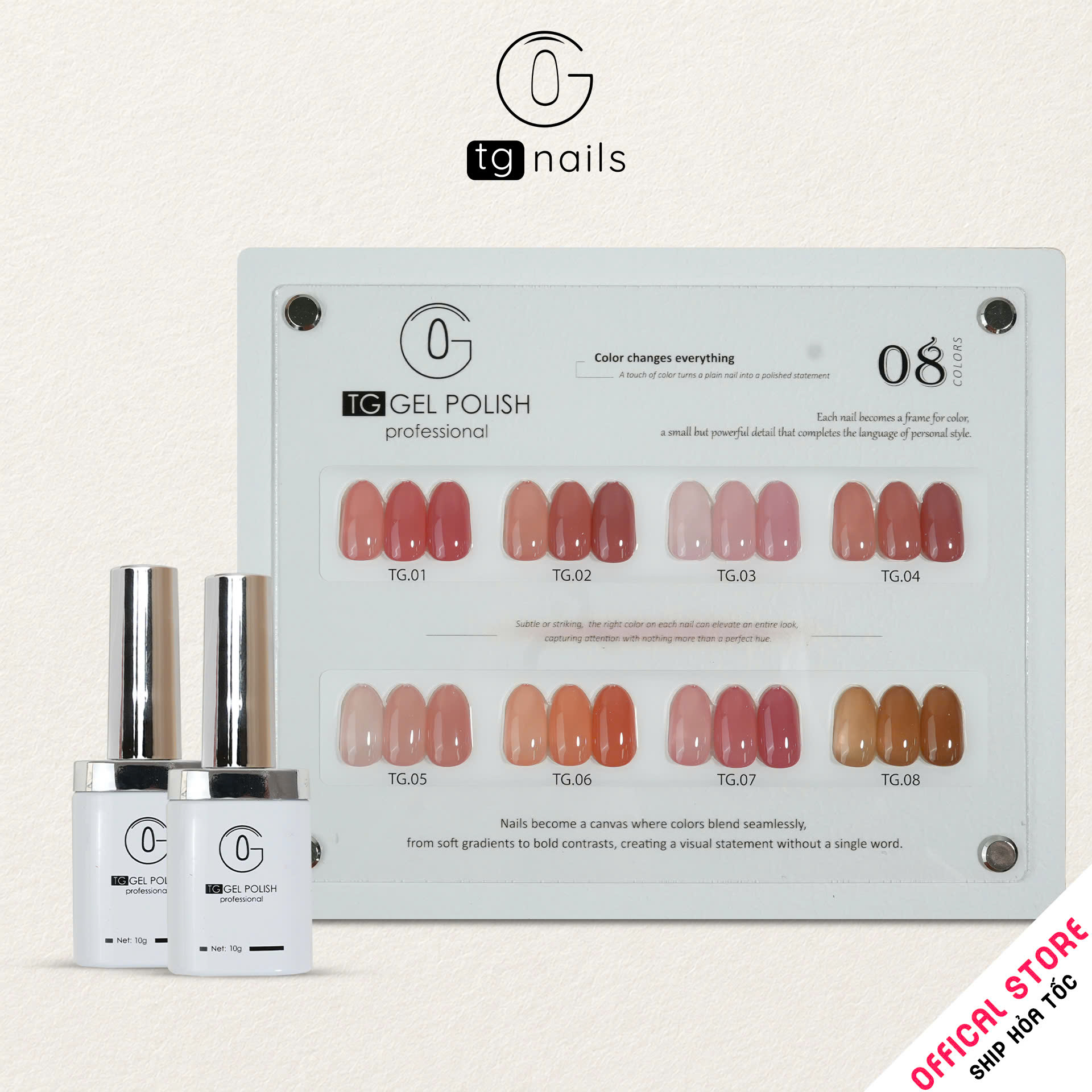Combo 8 màu Thạch Hồng đục TG Nails kèm bảng màu_thumbnail_2