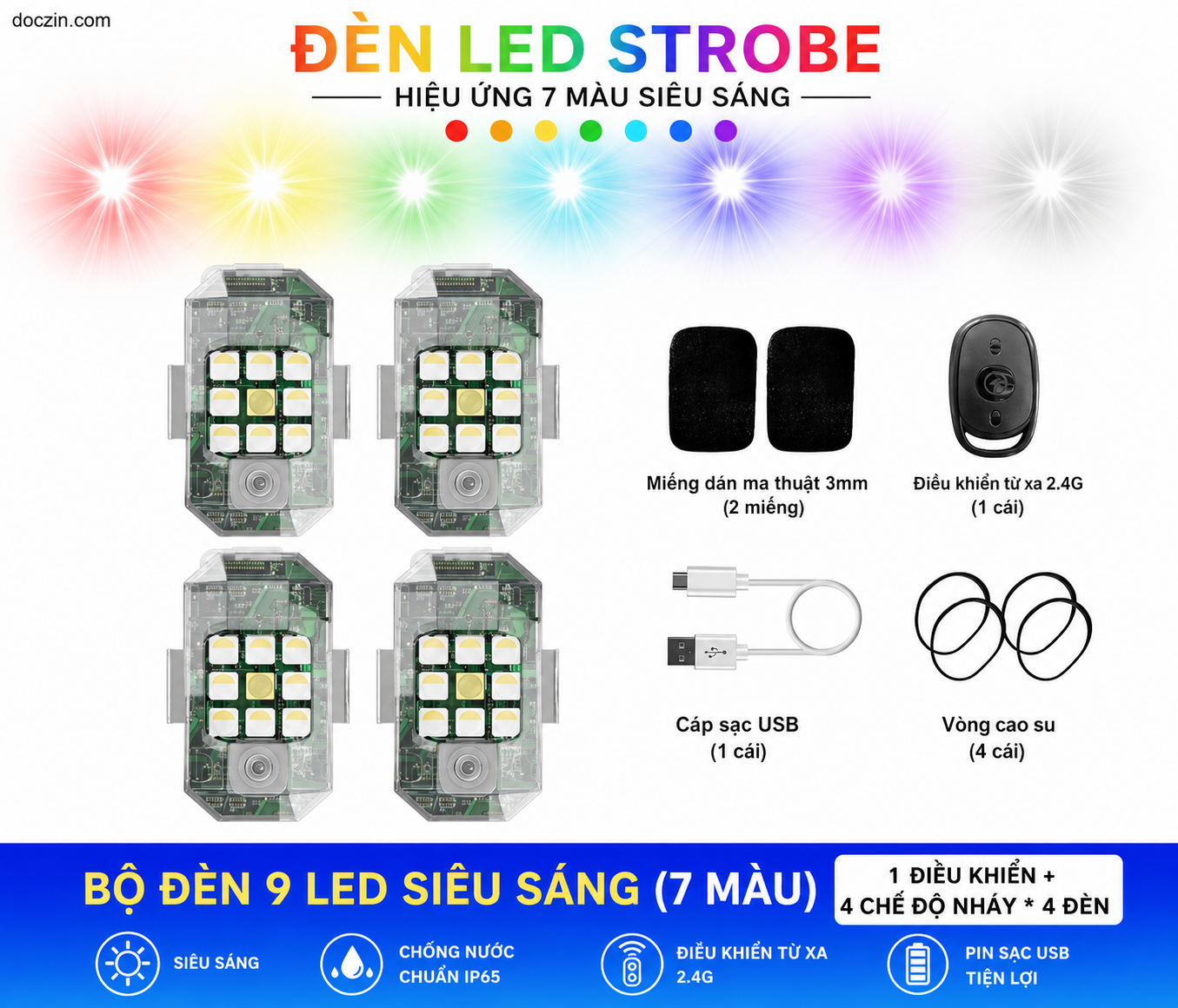 Đèn led Oto  Nhấp Nháy Cảnh Báo Đa Năng Chống Va Chạm_thumbnail_2