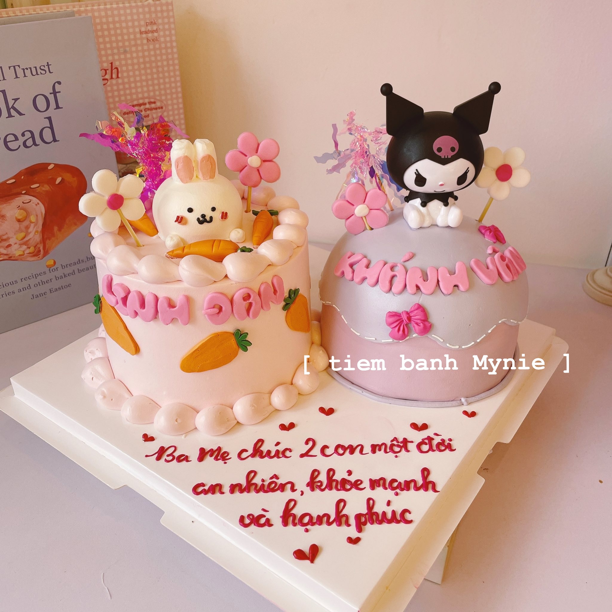 Bánh cho 2 bé, chi tiết Kuromi và Gấu