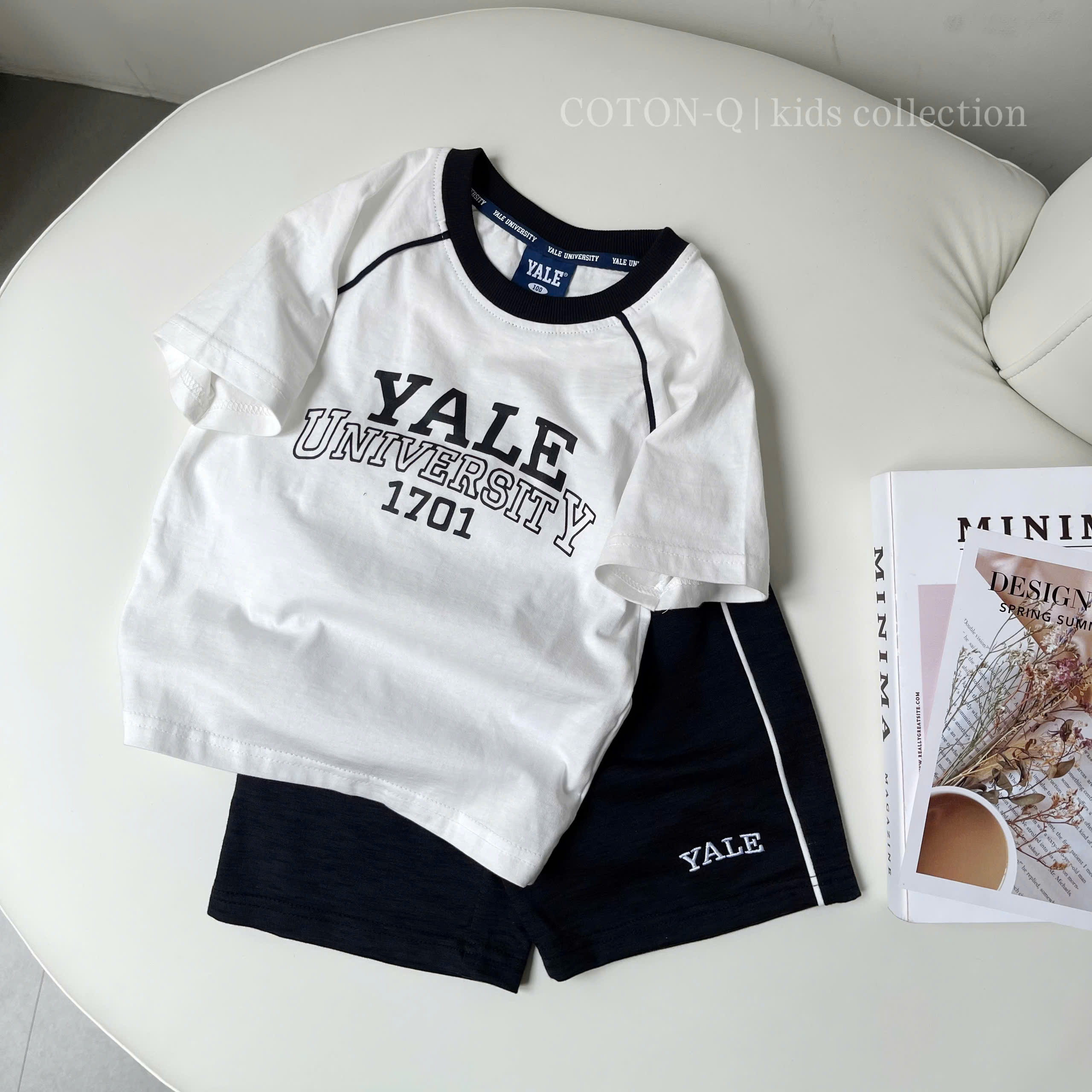 HE84 Set áo thun phối viền + quần bé