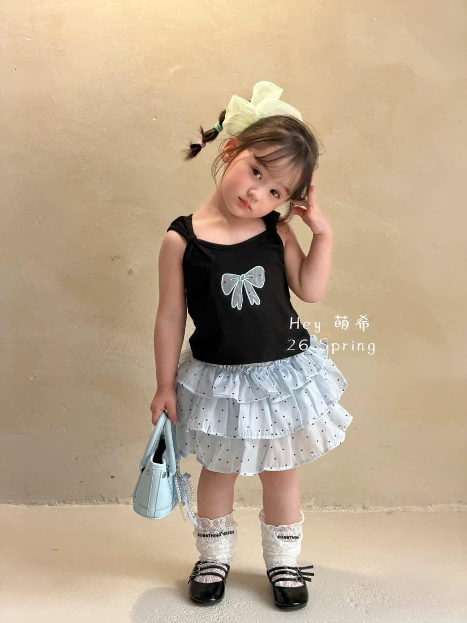 (E147) Set áo sát nách màu đen kèm chân váy xoè tầng chấm bi hãng HMX_thumbnail_0