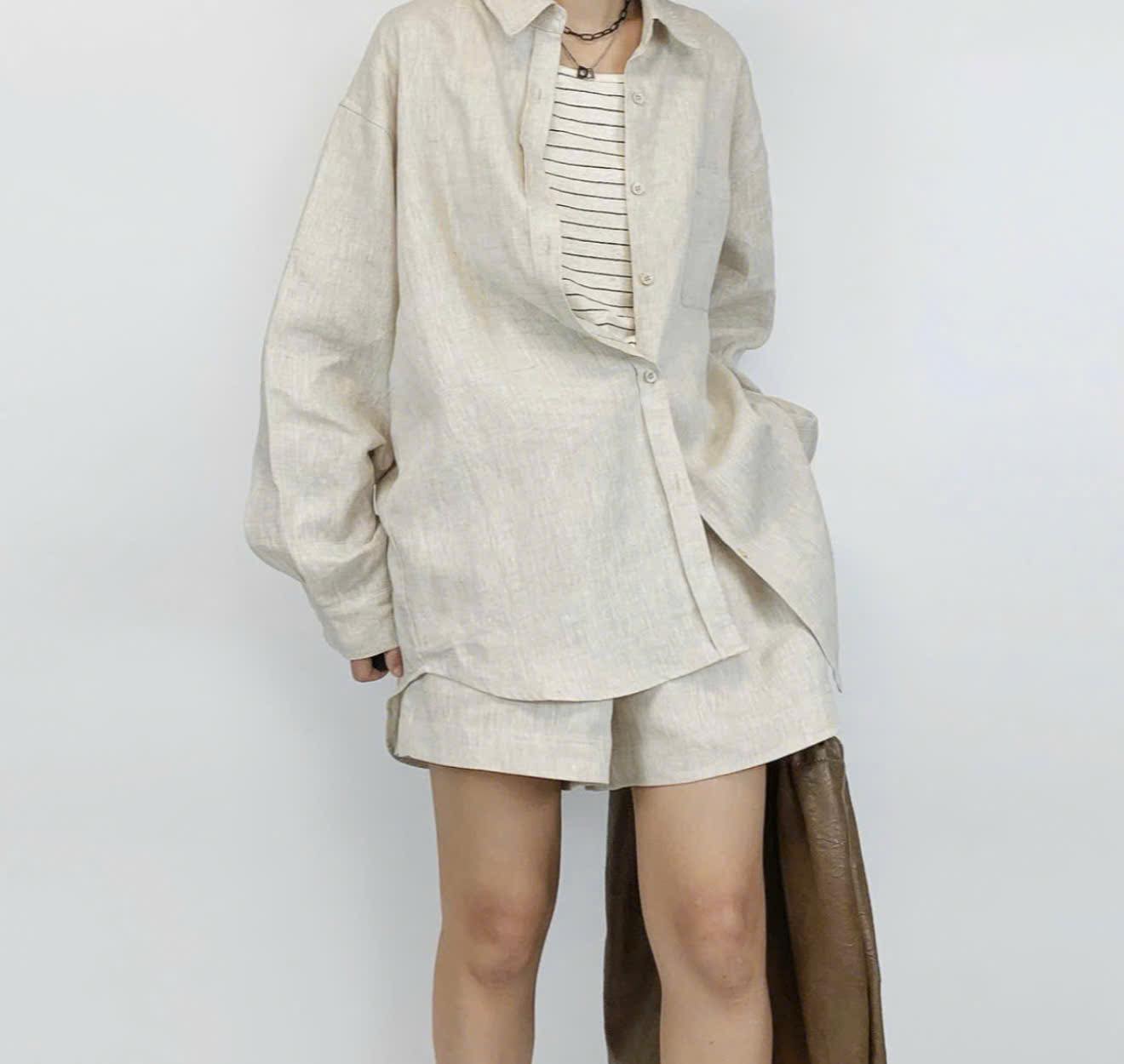 E432 SET BE LINEN SƠ MI DÀI TAY + SHORT ONLYH_thumbnail_5