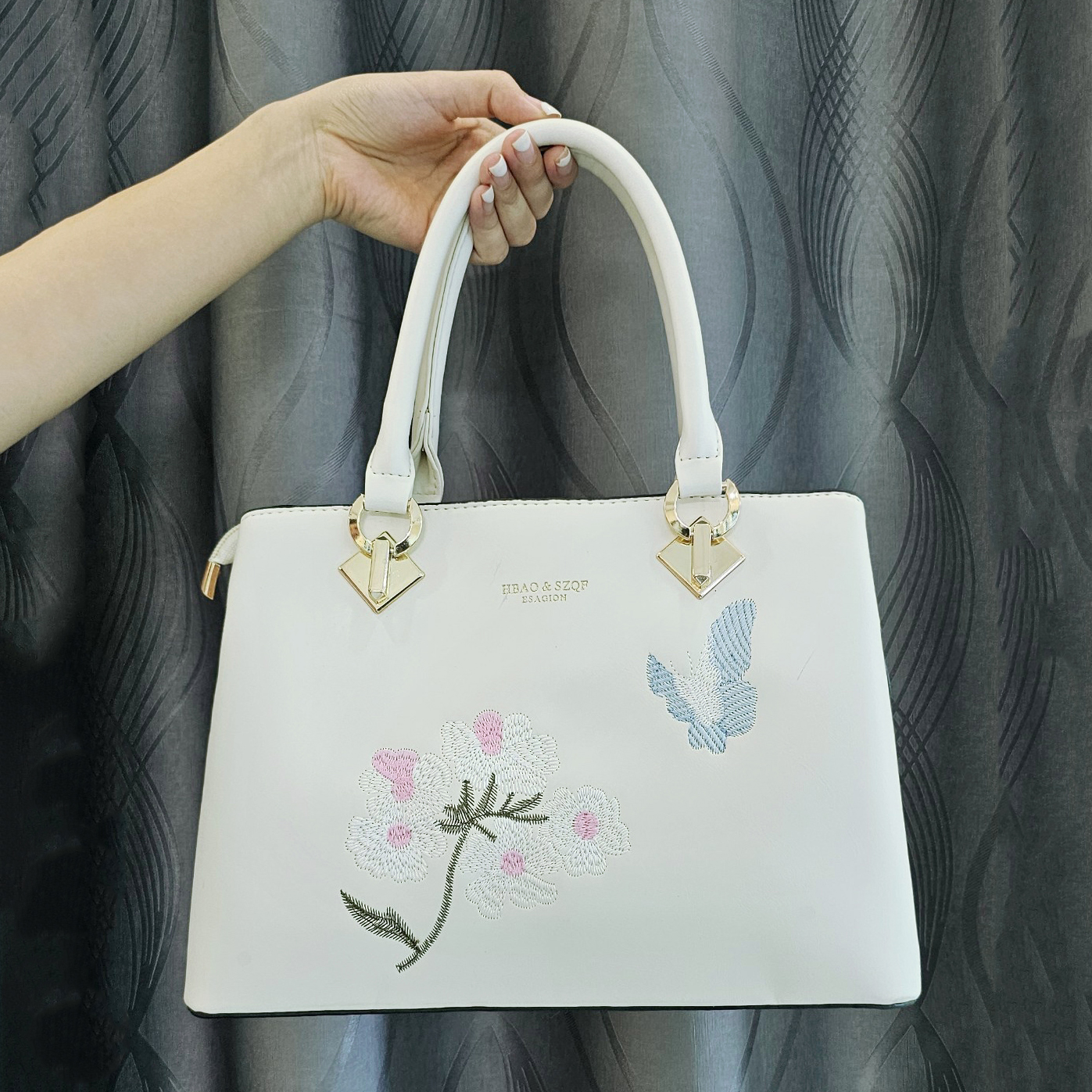 Túi Xách Thêu Hoa - HM11 Trắng_thumbnail_8