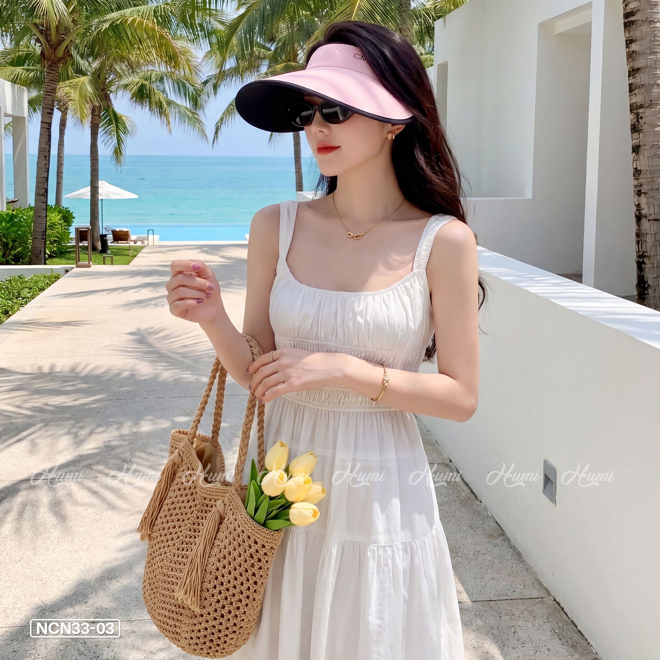 MŨ CHỐNG NẮNG MÙA HÈ HỞ CHÓP (NCN33-03 HỒNG)_thumbnail_3