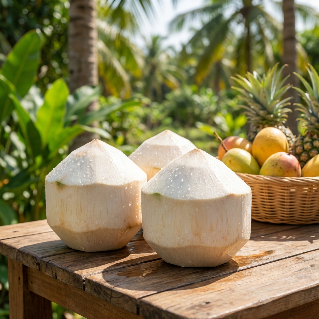 Dừa Trái Gọt Vỏ Tiện Lợi Uống Ngay, Không Cần Chặt