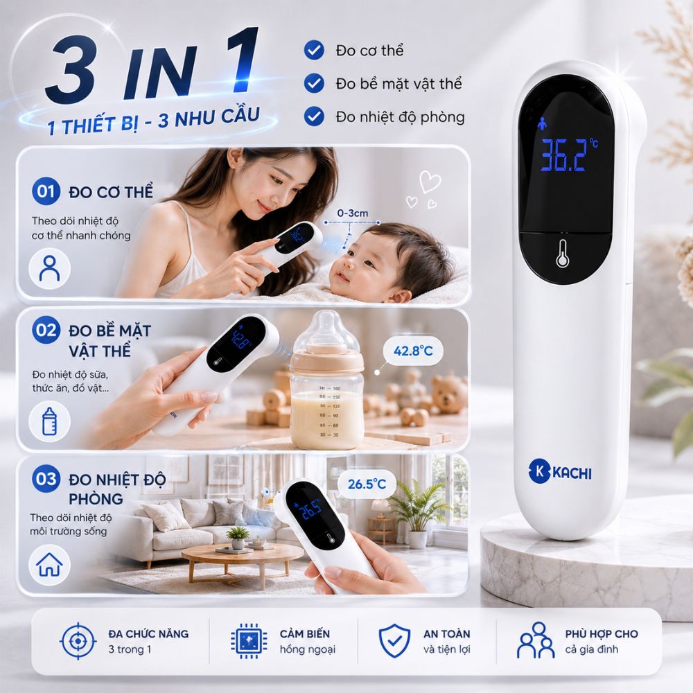 Máy Đo Nhiệt Kế Kachi JXB-315 MK | Đo nhiệt độ cơ thể, nhiệt độ phòng, nhiệt độ bề mặt đồ vật_thumbnail_3