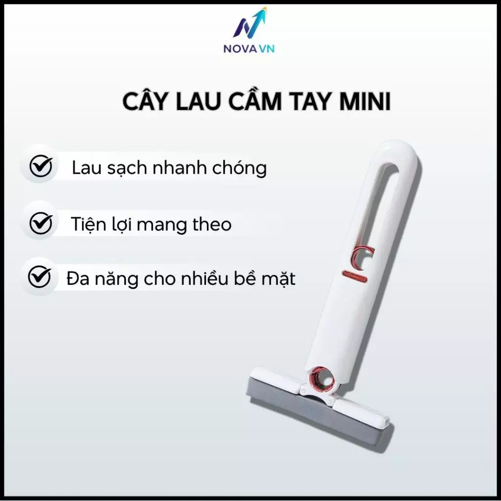 Cây Lau Cầm Tay Mini - Nhựa Cao Cấp, Đầu Bọt Biển Siêu Thấm, Kích Thước 25x15cm, Đa Năng Cho Bàn Bếp, Cửa Kính,Sàn Nhà