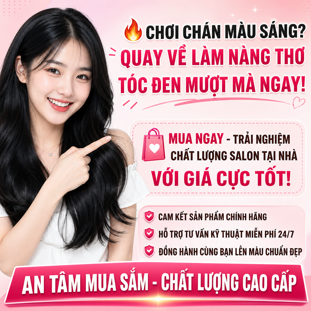 Thuốc Nhuộm Tóc Đen (Đen Tuyền / Tự Nhiên) - Phủ Bạc, Lấp Mọi Nền Tóc Cũ, Tặng Full Dụng Cụ_thumbnail_8