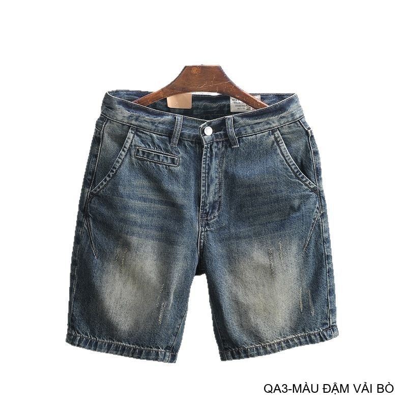 QA3 - Quần short jeans nam ống đứng phong cách Hàn Quốc, màu đậm vải bò, thiết kế túi chèn chéo thời thượng_thumbnail_6